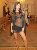 Woman Clothes See-through Chiffon Blouses Sexy Fashion Solid Cover-ups Ladies Elegant Night Club Tops White Black Streetwear