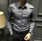 Clothes Business Male Top Plain with Print Men's Shirt and Blouse White Long Sleeve Elegant Hipster Silk Designer Cheap Brand I