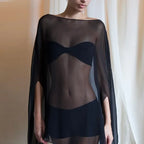 Woman Clothes See-through Chiffon Blouses Sexy Fashion Solid Cover-ups Ladies Elegant Night Club Tops White Black Streetwear