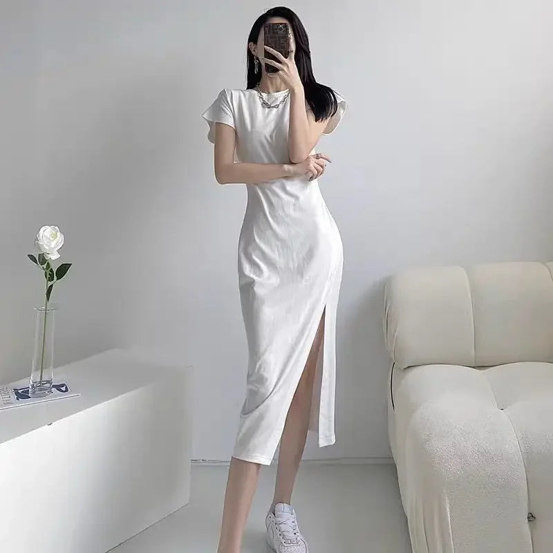White Dresses for Women 2025 Woman Dress Clothes Midi X New in Chic and Elegant Pretty Cheap Casual Y2k Outfits Harajuku Cotton