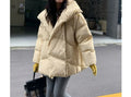 Cotton-padded Clothes with Lapel for Women, Short Down Coat, Thick Winter Coats, New, 2022