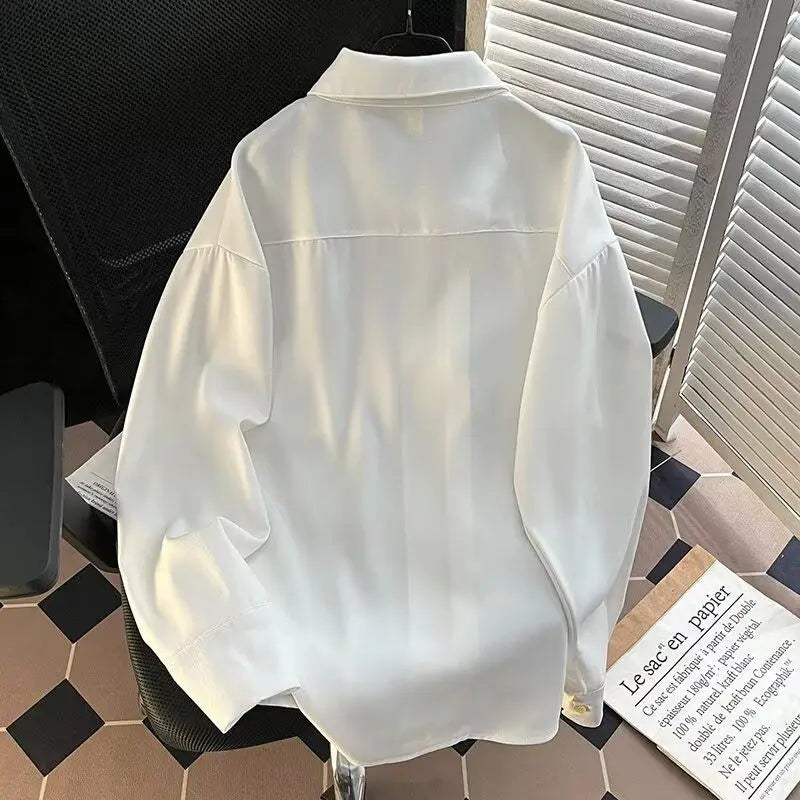 Men's Clothing Trendy Unisex Shirts New Loose Tops Irregular Long-sleeved Coat Shirts