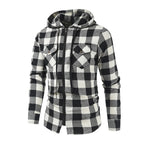 Mans Clothes Shirt Fashion Mens Hooded Lined thin Jacket Long Sleeve Lumberjack Padded Shirt Work Shirt Plaid