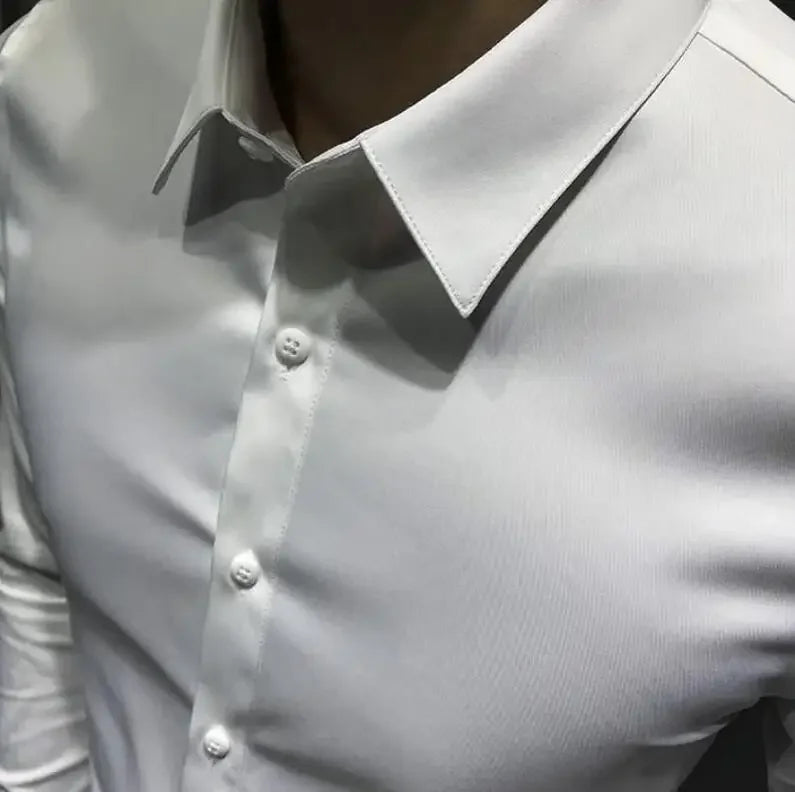 Clothes Business Male Top Plain with Print Men's Shirt and Blouse White Long Sleeve Elegant Hipster Silk Designer Cheap Brand I
