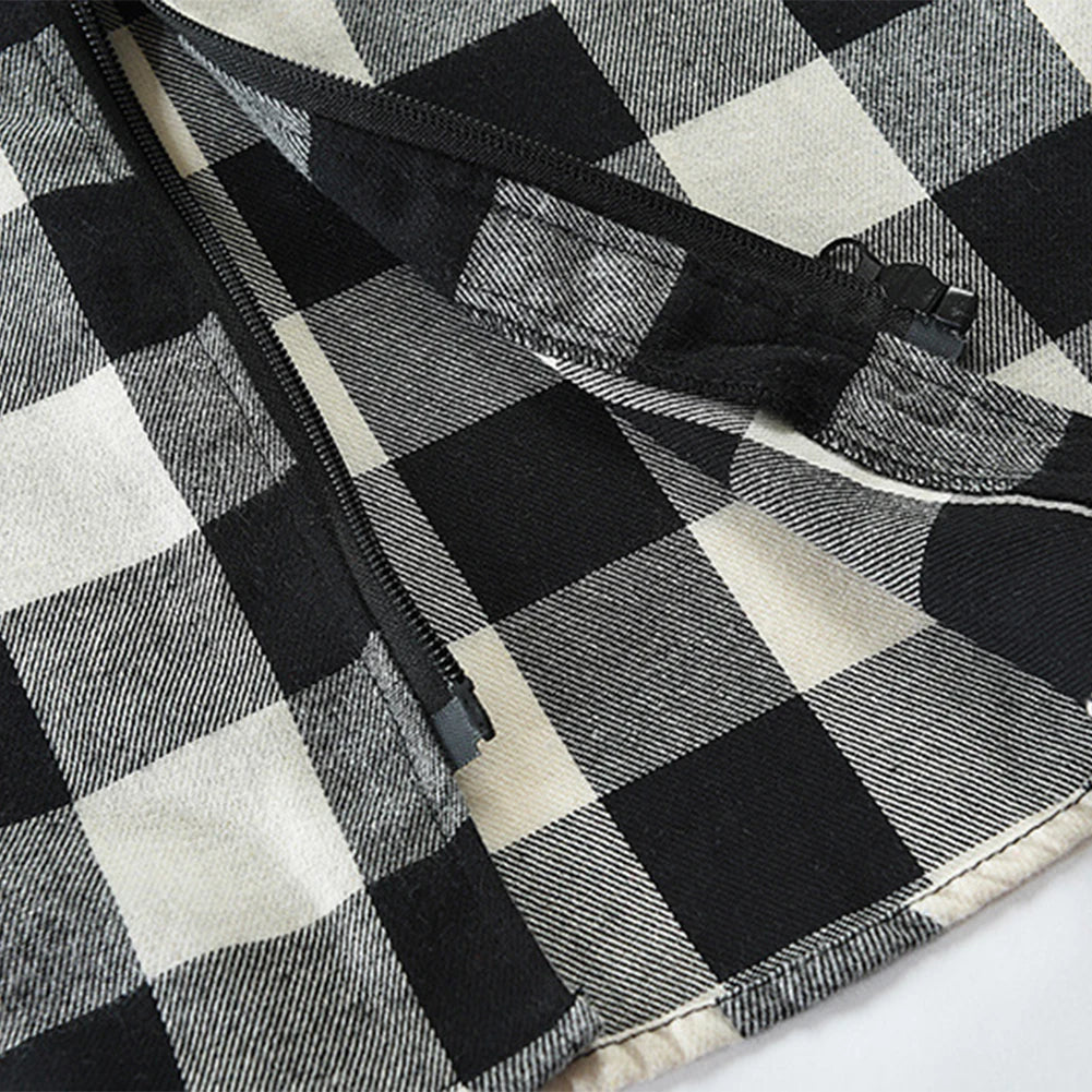 Mans Clothes Shirt Fashion Mens Hooded Lined thin Jacket Long Sleeve Lumberjack Padded Shirt Work Shirt Plaid