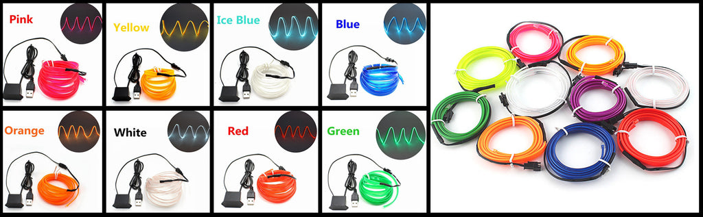 5M Car Interior Led Strip Light Neon EL Wiring Decorative Lamp For Auto DIY Flexible Ambient Light USB Party Atmosphere Diode