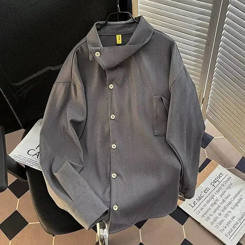Men's Clothing Trendy Unisex Shirts New Loose Tops Irregular Long-sleeved Coat Shirts