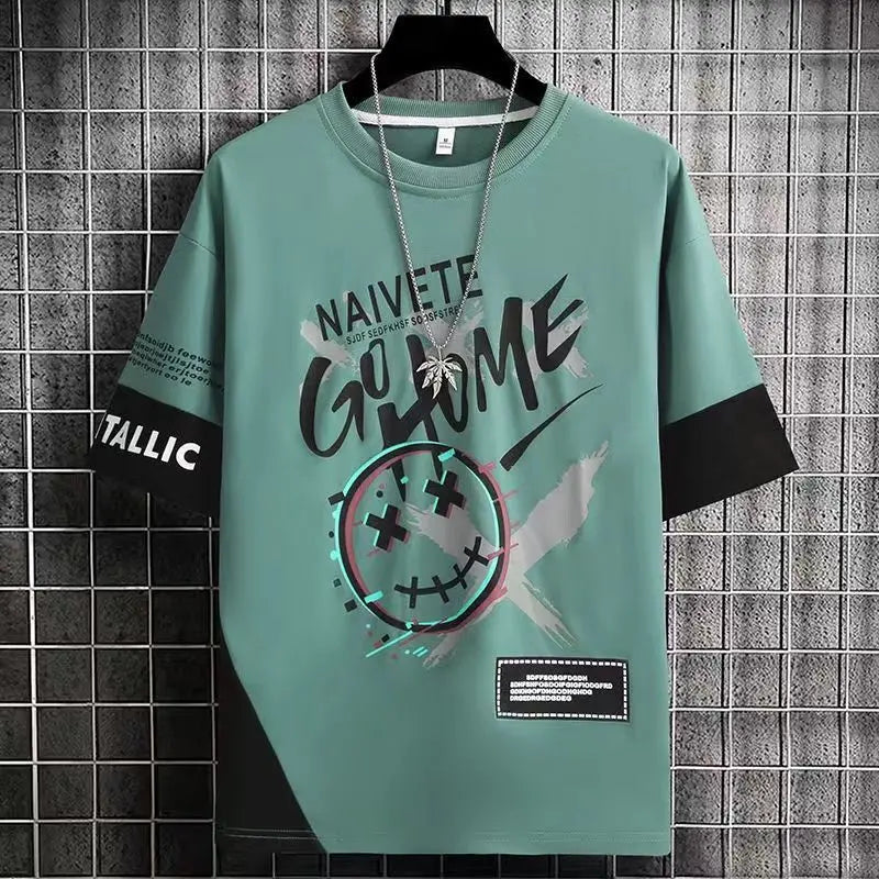 Clothes for Men Cool Stylish Tracksuit Elastic Pants Sets Jogging Polyester Chic Top Sports Suits Novelty In Kpop S Male T Shirt