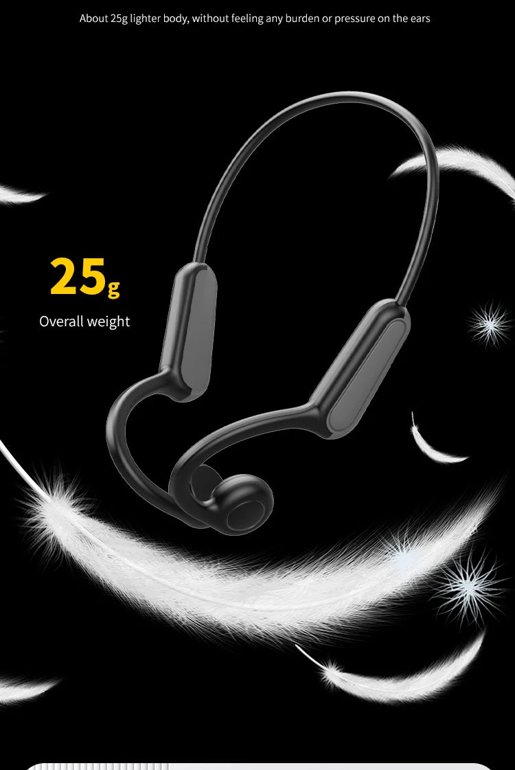 2025 True Bone Conduction Earphones Bluetooth 5.3 Sports Wireless Headphones Ear Hook Waterproof Headset for Running Driving