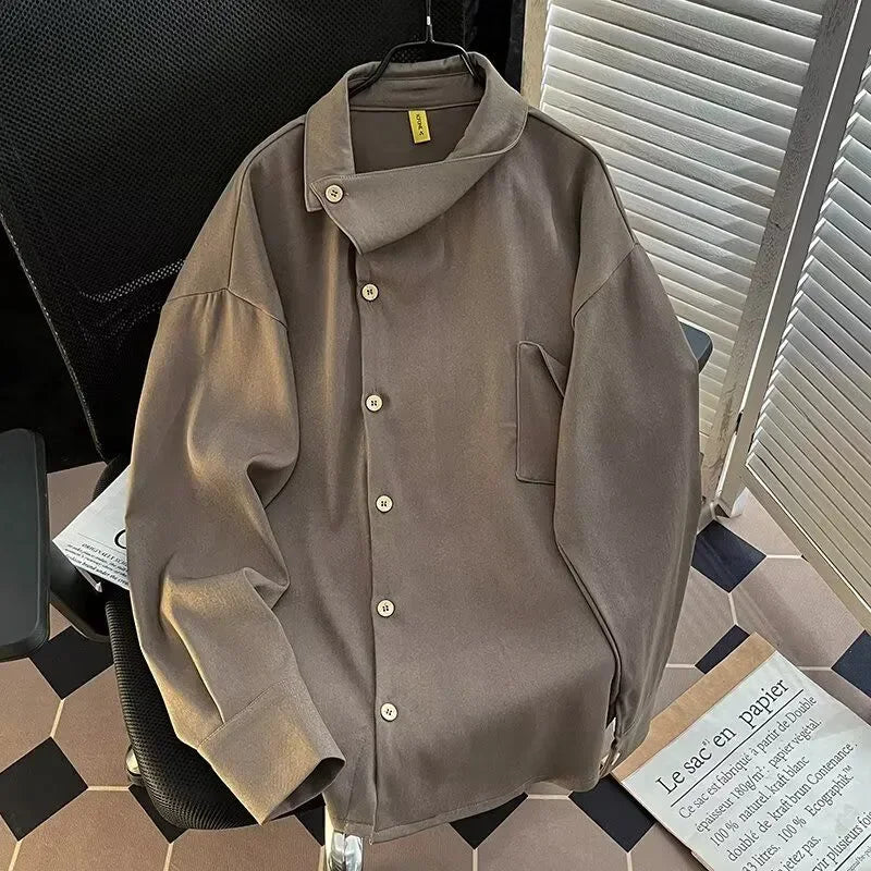 Men's Clothing Trendy Unisex Shirts New Loose Tops Irregular Long-sleeved Coat Shirts