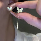 Trend Long Wire Tassel Thread Chain Climb Star Heart Beads Pendants Drop Earrings women's Straight Hanging Earings Jewelry