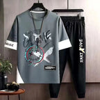 Clothes for Men Cool Stylish Tracksuit Elastic Pants Sets Jogging Polyester Chic Top Sports Suits Novelty In Kpop S Male T Shirt