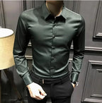 Clothes Business Male Top Plain with Print Men's Shirt and Blouse White Long Sleeve Elegant Hipster Silk Designer Cheap Brand I