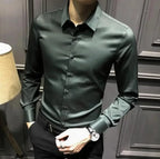 Clothes Business Male Top Plain with Print Men's Shirt and Blouse White Long Sleeve Elegant Hipster Silk Designer Cheap Brand I