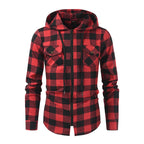Mans Clothes Shirt Fashion Mens Hooded Lined thin Jacket Long Sleeve Lumberjack Padded Shirt Work Shirt Plaid