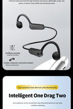 2025 True Bone Conduction Earphones Bluetooth 5.3 Sports Wireless Headphones Ear Hook Waterproof Headset for Running Driving