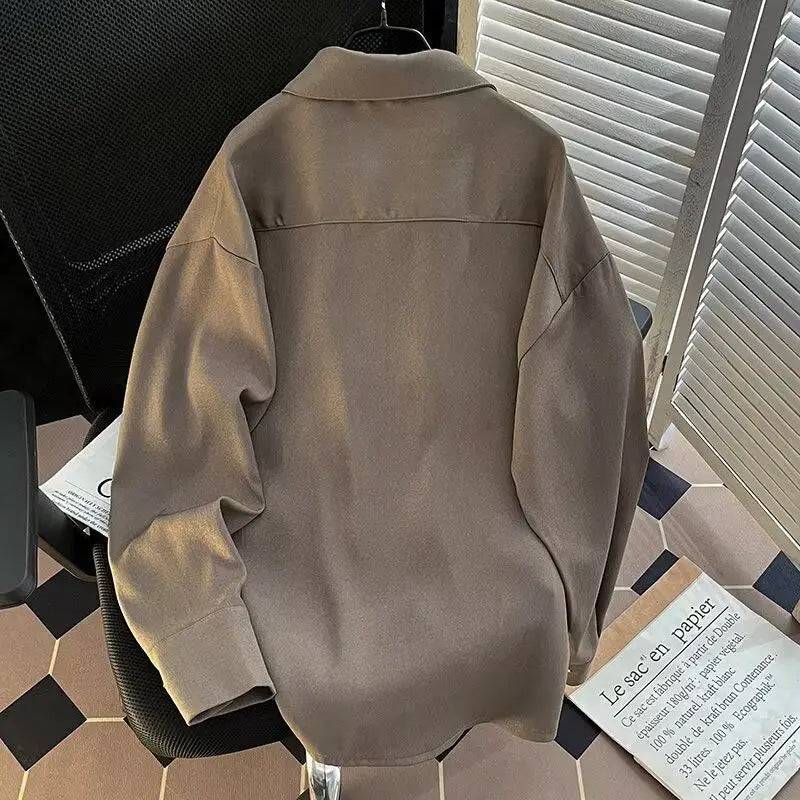 Men's Clothing Trendy Unisex Shirts New Loose Tops Irregular Long-sleeved Coat Shirts