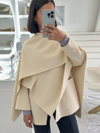 Wool Blended Cloak Coats For Women Loose Jackets Asymmetric Style Fashion Tops Chic  Outwear Autumn Woman High Street Clothes