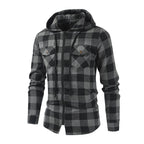Mans Clothes Shirt Fashion Mens Hooded Lined thin Jacket Long Sleeve Lumberjack Padded Shirt Work Shirt Plaid
