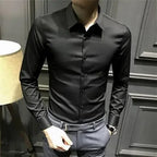 Clothes Business Male Top Plain with Print Men's Shirt and Blouse White Long Sleeve Elegant Hipster Silk Designer Cheap Brand I