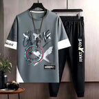 Clothes for Men Cool Stylish Tracksuit Elastic Pants Sets Jogging Polyester Chic Top Sports Suits Novelty In Kpop S Male T Shirt