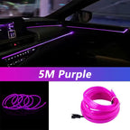 5M Car Interior Led Strip Light Neon EL Wiring Decorative Lamp For Auto DIY Flexible Ambient Light USB Party Atmosphere Diode