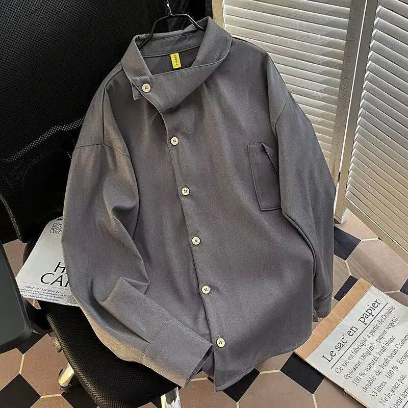 Men's Clothing Trendy Unisex Shirts New Loose Tops Irregular Long-sleeved Coat Shirts