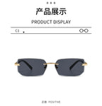 Rimless Sunglasses Rectangle Fashion Popular Women Men Shades Small Square Sun Glasses For Female Male Summer Traveling Oculos