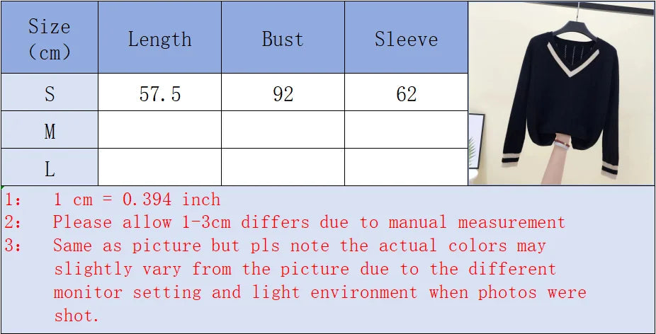 Woman Clothes Black V Neck Sweater Contrast Color Trim on Collar Cuffs Ideal for Casual Outings Office Days Trendy Layering