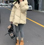 Cotton-padded Clothes with Lapel for Women, Short Down Coat, Thick Winter Coats, New, 2022