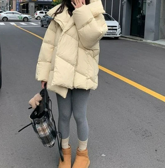 Cotton-padded Clothes with Lapel for Women, Short Down Coat, Thick Winter Coats, New, 2022