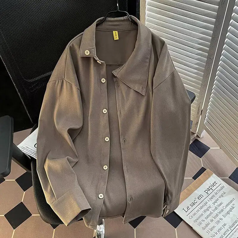 Men's Clothing Trendy Unisex Shirts New Loose Tops Irregular Long-sleeved Coat Shirts