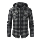 Mans Clothes Shirt Fashion Mens Hooded Lined thin Jacket Long Sleeve Lumberjack Padded Shirt Work Shirt Plaid