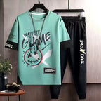 Clothes for Men Cool Stylish Tracksuit Elastic Pants Sets Jogging Polyester Chic Top Sports Suits Novelty In Kpop S Male T Shirt