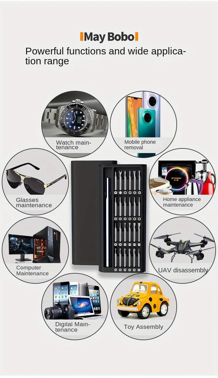 Precision Screwdriver Set 25 in 1 Phillips Torx Hexagonal Flat Head Magnetic Screwdriver Head for iPhone PC Watch Camera Glasses