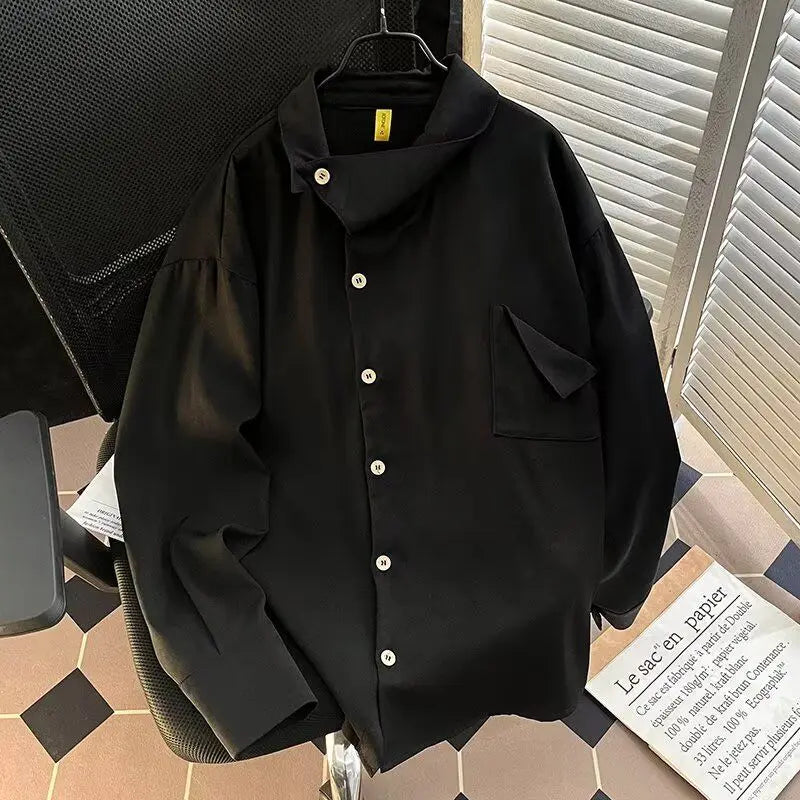 Men's Clothing Trendy Unisex Shirts New Loose Tops Irregular Long-sleeved Coat Shirts