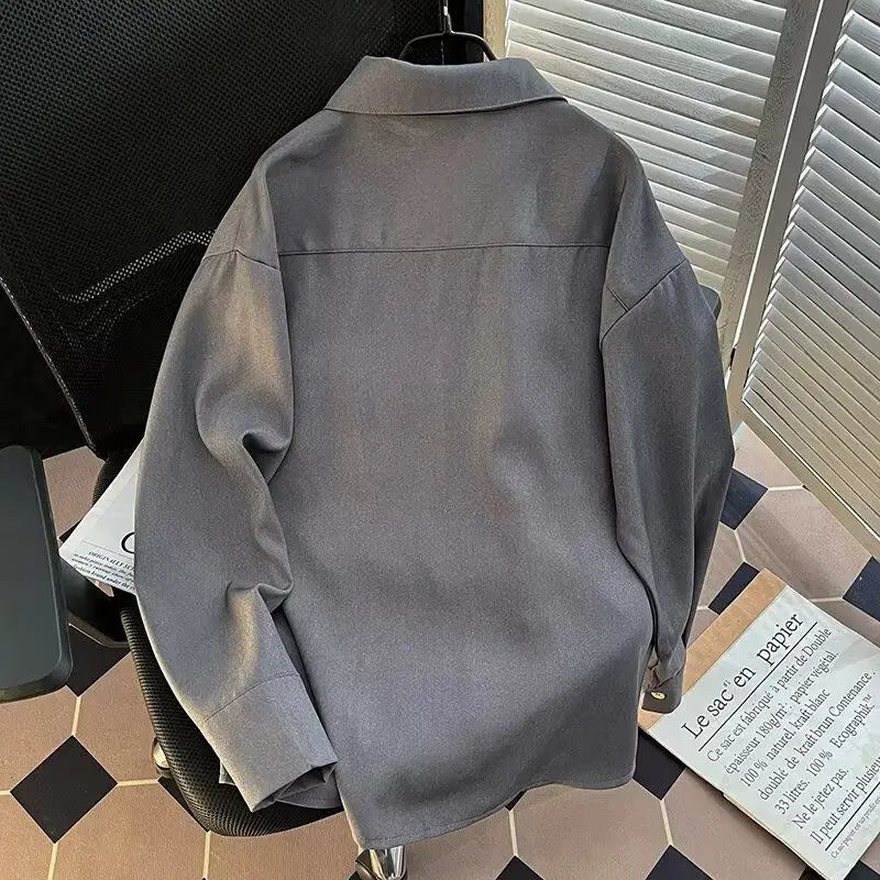 Men's Clothing Trendy Unisex Shirts New Loose Tops Irregular Long-sleeved Coat Shirts