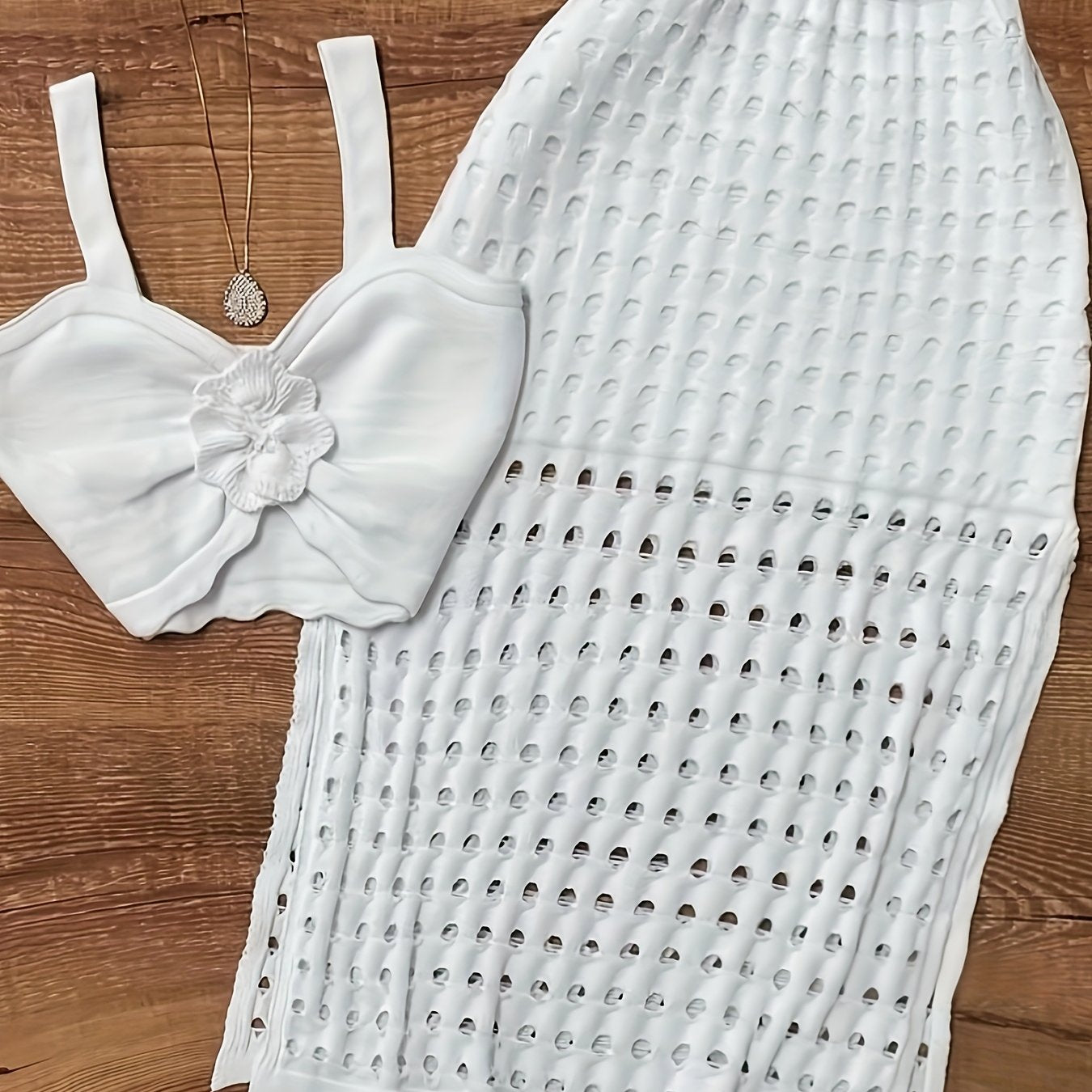 Fashionable Cut-out Skirt + Camisole Crop Top Women's Set, Popular Soft Women's Two-piece Skirt, Daily Elegant Casual Commuting Warm Autumn And Winter Clothing, Women's Clothes Made Of High-quality Fabric