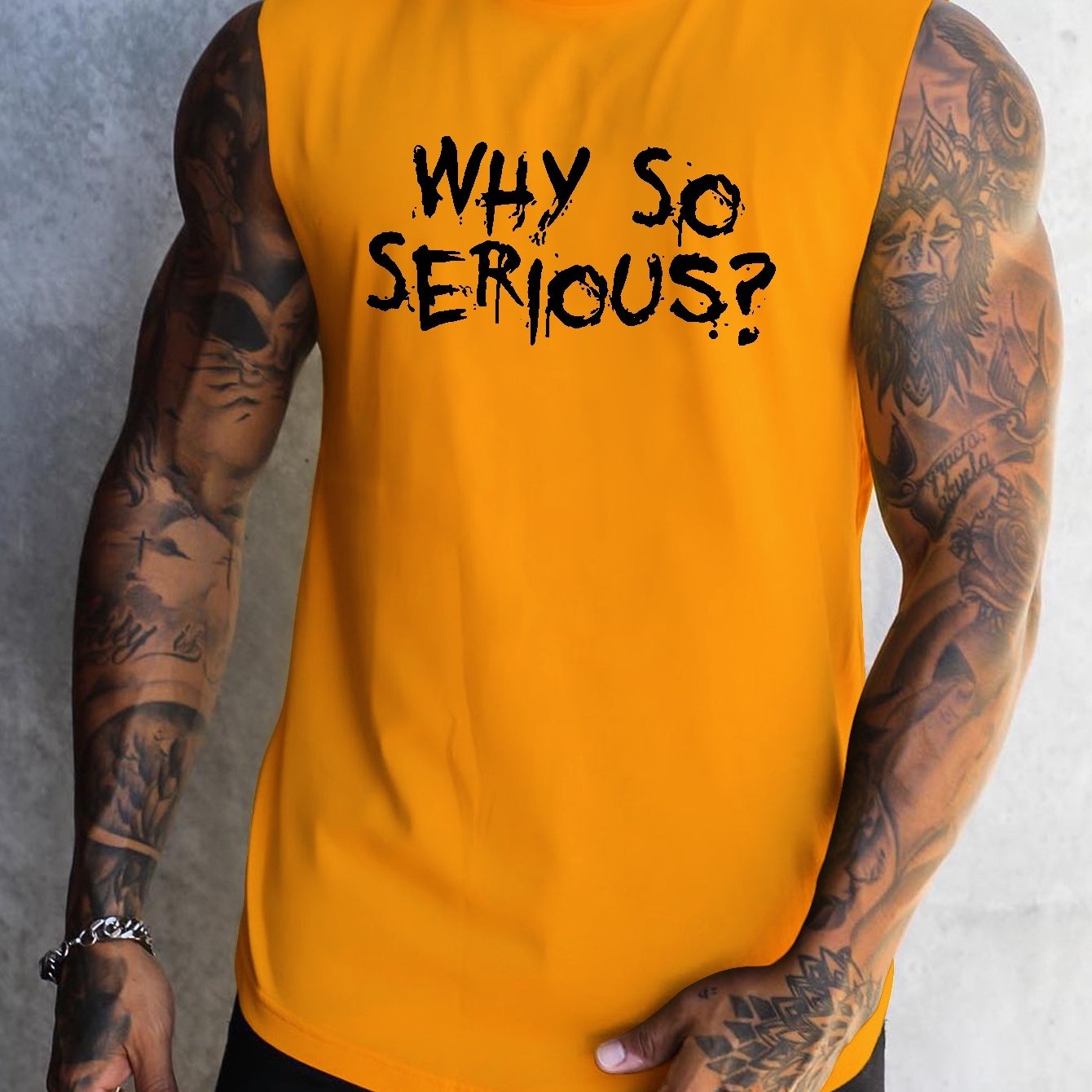 Why So Serious Print Men's Quick Dry Moisture-Wicking Breathable Tank Tops Athletic Gym Bodybuilding Sports Sleeveless Shirts For Workout Running Training Men's Clothes