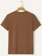 Plus Size Cactus Logo Graphic Print, Men's Crew Neck Short Sleeve T-shirts, Loose Shirts For Outdoor Activities, Men's Clothes For Spring And Summer