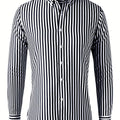 Trendy Stripe Print Men's Casual Button Up Long Sleeve Shirt, Men's Clothes For Spring Summer Autumn, Tops For Men