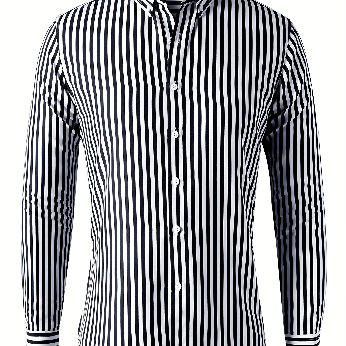 Trendy Stripe Print Men's Casual Button Up Long Sleeve Shirt, Men's Clothes For Spring Summer Autumn, Tops For Men