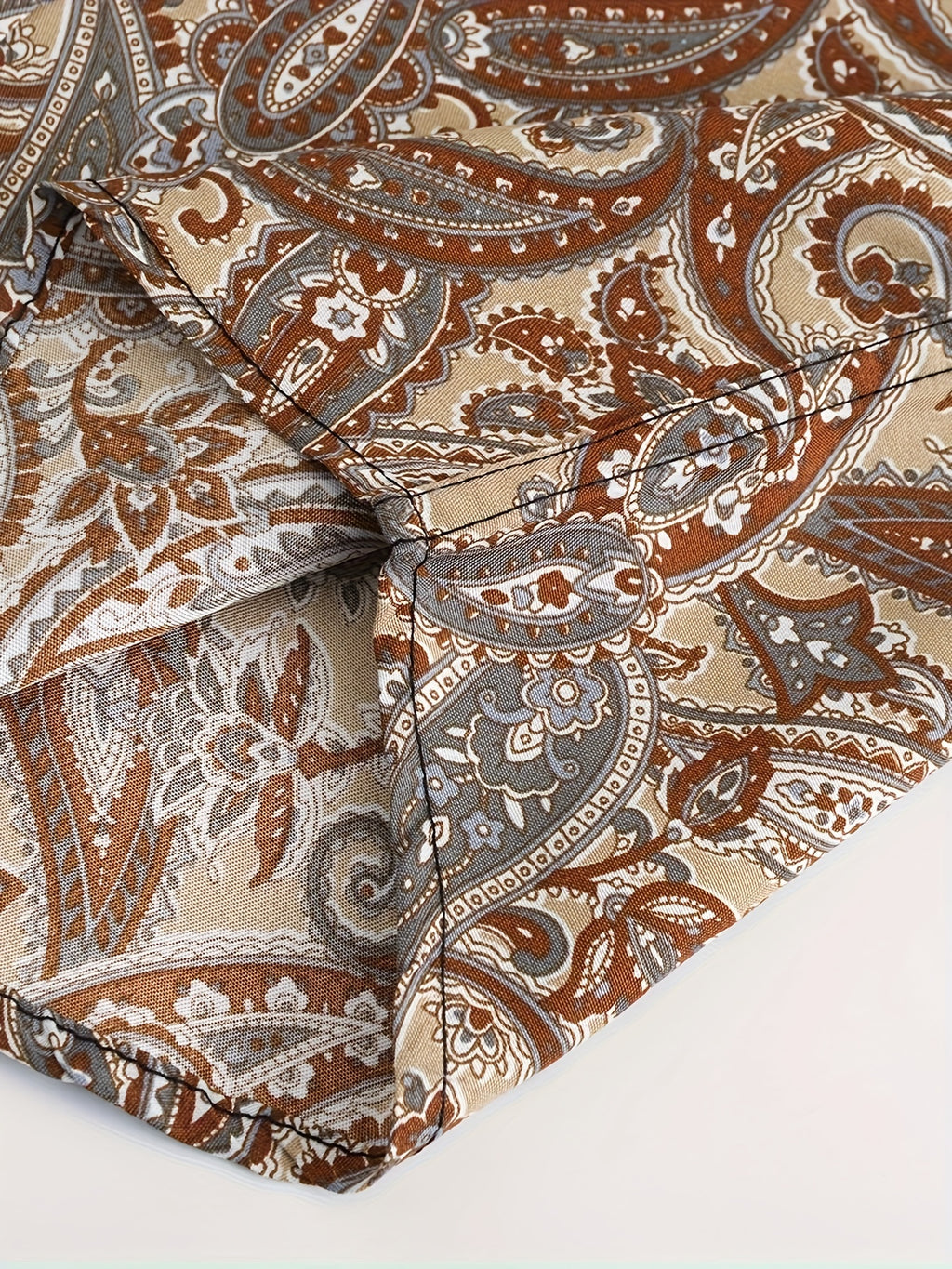 Men's Vacation Style Paisley Pattern Shirt, Casual Button Front Short Sleeve Top, Men's Clothes