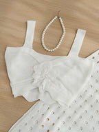 Fashionable Cut-out Skirt + Camisole Crop Top Women's Set, Popular Soft Women's Two-piece Skirt, Daily Elegant Casual Commuting Warm Autumn And Winter Clothing, Women's Clothes Made Of High-quality Fabric