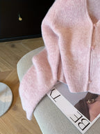 ELEGANTSUT Women'S French-Inspired V-Neck Cardigan - Soft Short Sleeve Open Front Sweater with Button Details, Chic Fall/Winter Layering Piece for Casual or Dressy Outfits, Cute Sweater, Cardigan For Women, Sweater For Women,