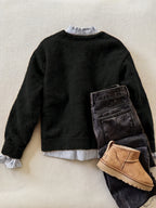 Premium Wool button cardigan long sleeve sweater fashion Women's top popular Wool soft long sleeve beautiful excellent ladies Wool leisure commuting warm elegant material construction Women's clothes( of tops only)