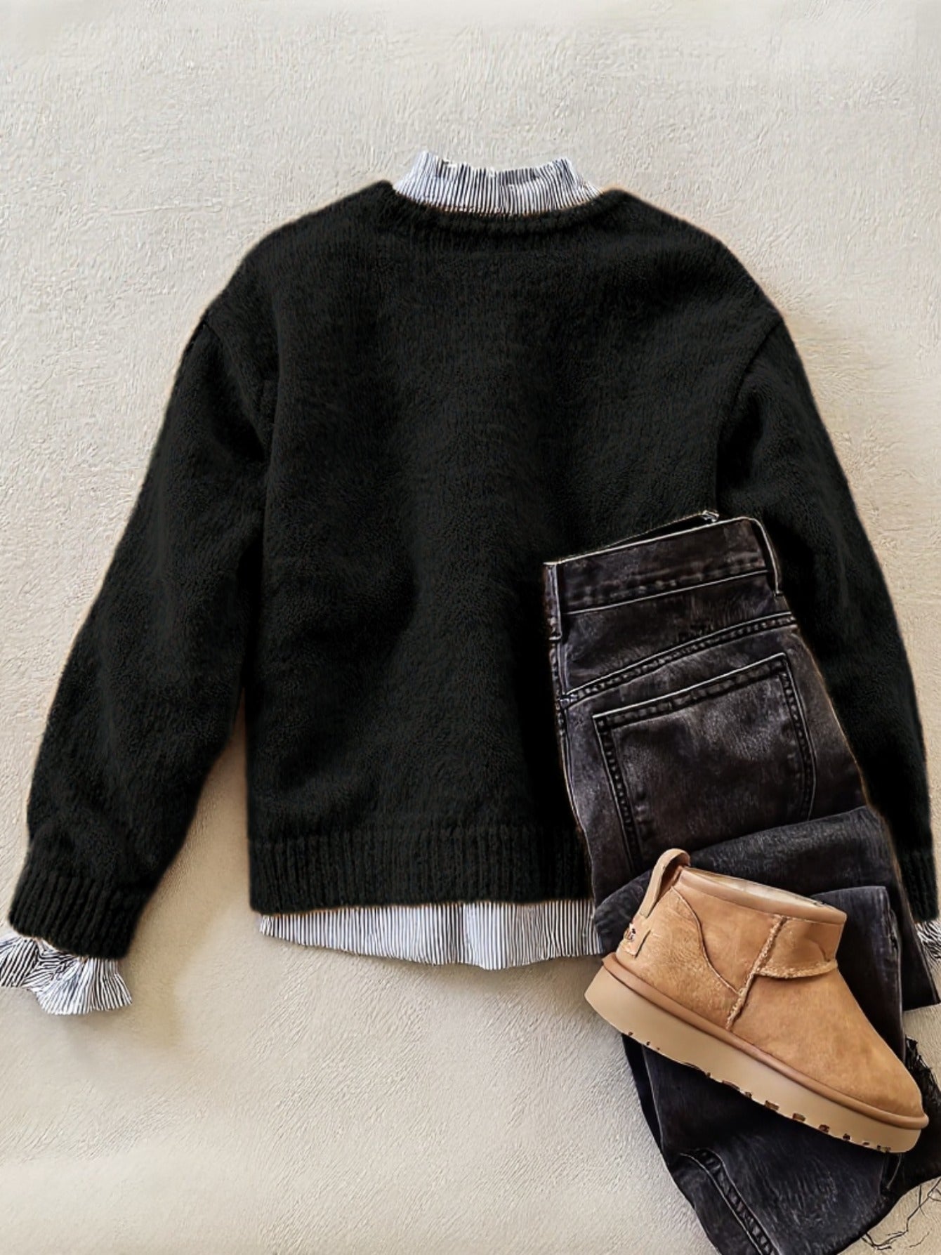 Premium Wool button cardigan long sleeve sweater fashion Women's top popular Wool soft long sleeve beautiful excellent ladies Wool leisure commuting warm elegant material construction Women's clothes( of tops only)