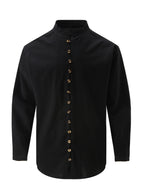 Retro Style Men's Casual Solid Long Sleeve Shirt, Men's Clothes For Spring Summer Autumn, Tops For Men